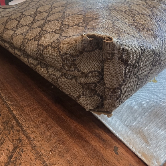 GUCCI Authentic Web Sherry Line GG Shoulder Tote Bag PVC Leather Monogram - Picture 10 of 16